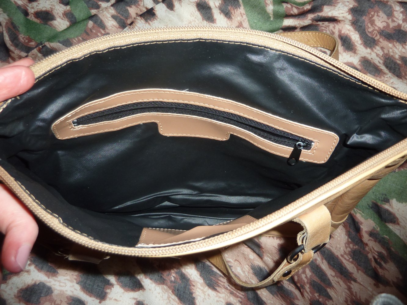 Tasche L. Credi camel beige braun cognac Handtasche Leder oder Kunstleder