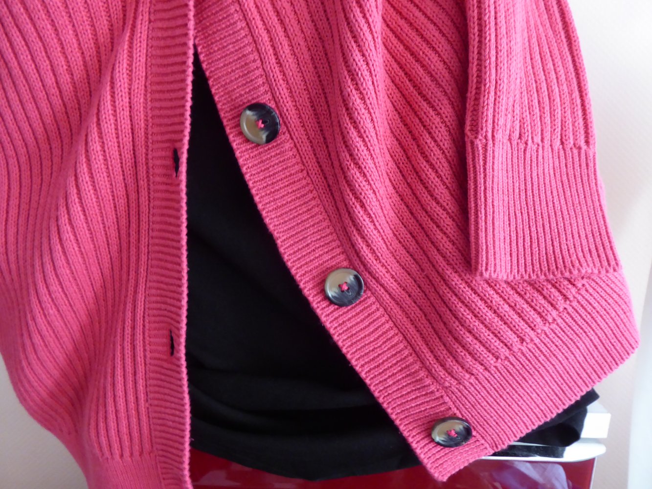 Damen Strickjacke lang bonprix NEU 44 46 pink rosa Baumwolle Cardigan Grobstrick Longcardigan Longstrickjacke