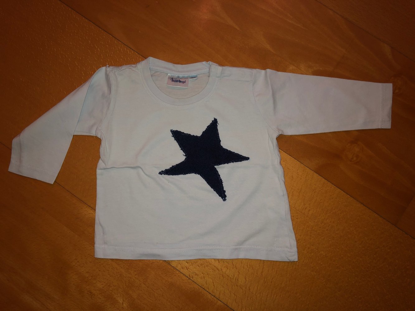 impidimpi LA-Shirt Langarmshirt hellblau DIY Stern Gr. 74 / 80