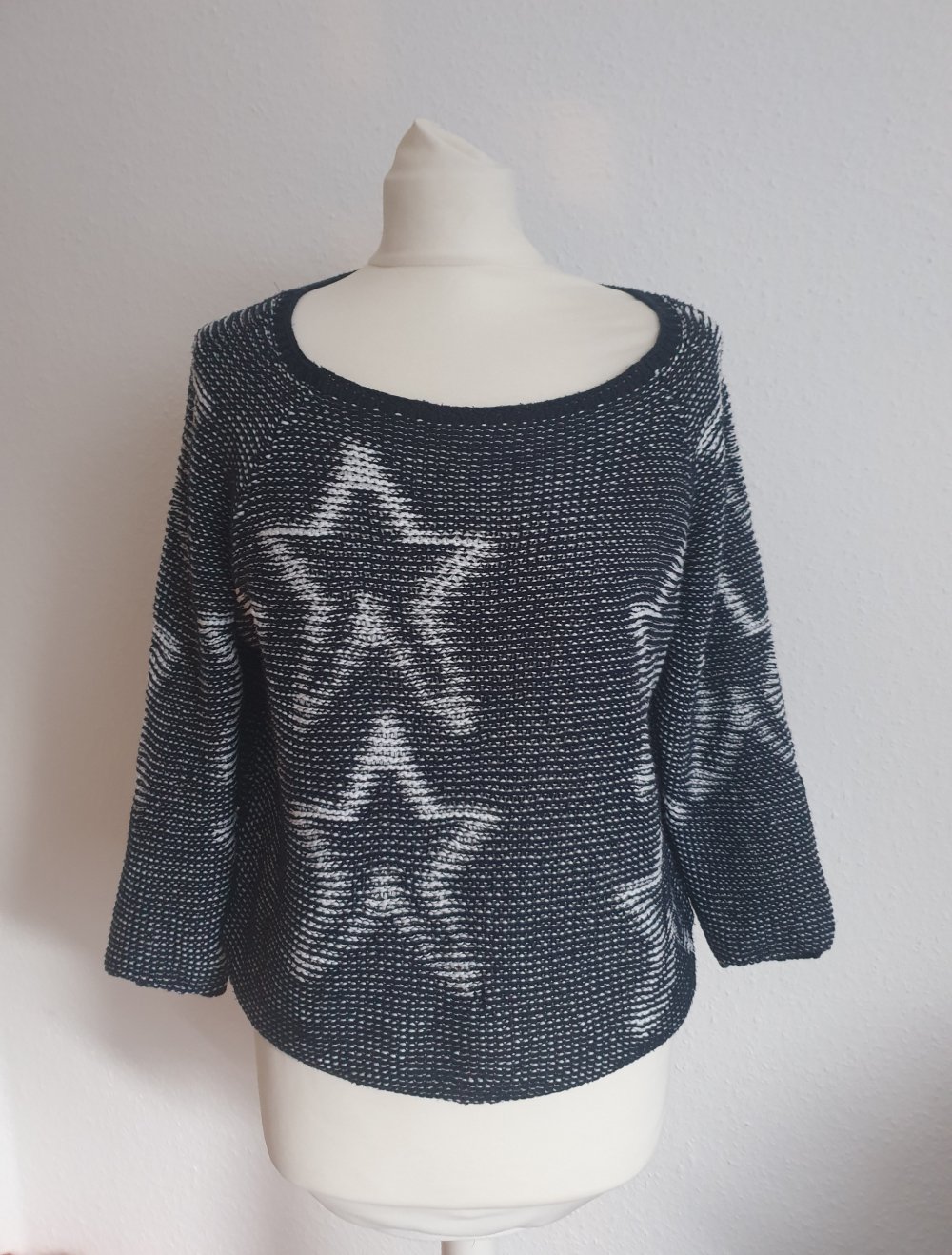Pullover blau mit Sternen weiß 38 40 M Rich & Royal Weihnachten