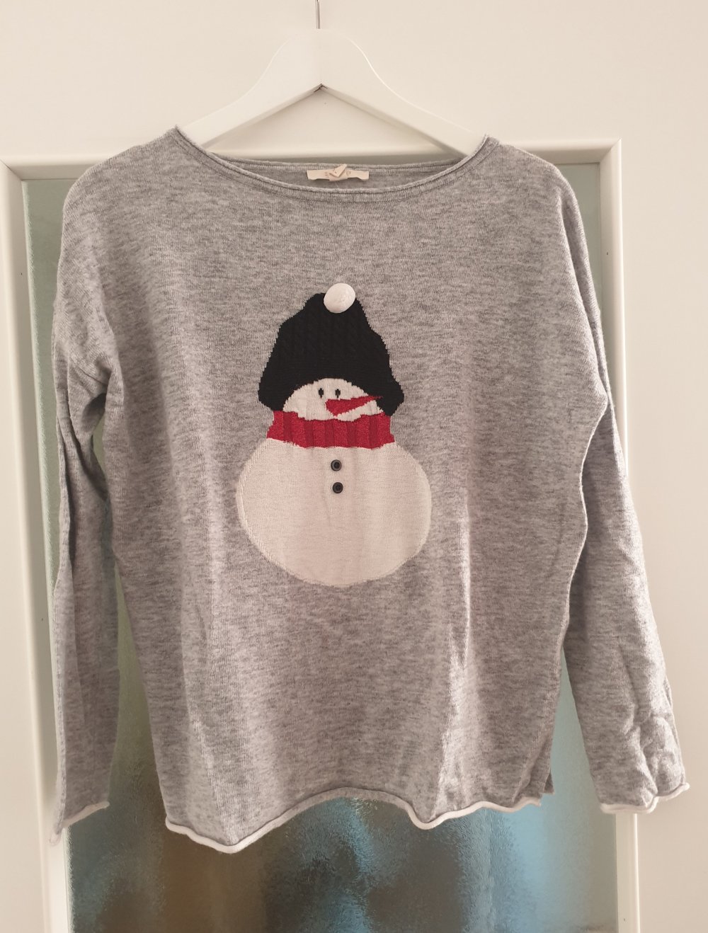 Esprit Pullover grau Schneemann M grau Winter Weihnachten
