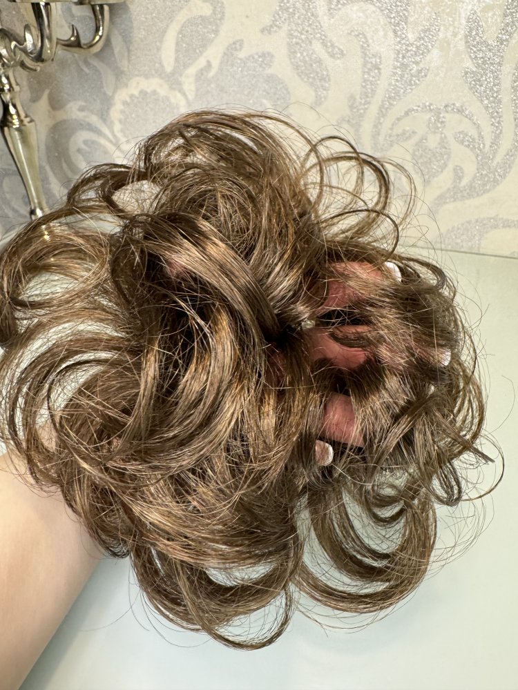 Fibre Hair Scrunchie Haargummi Haare Kunsthaar Haarstyling Gummi Dunkel Blond