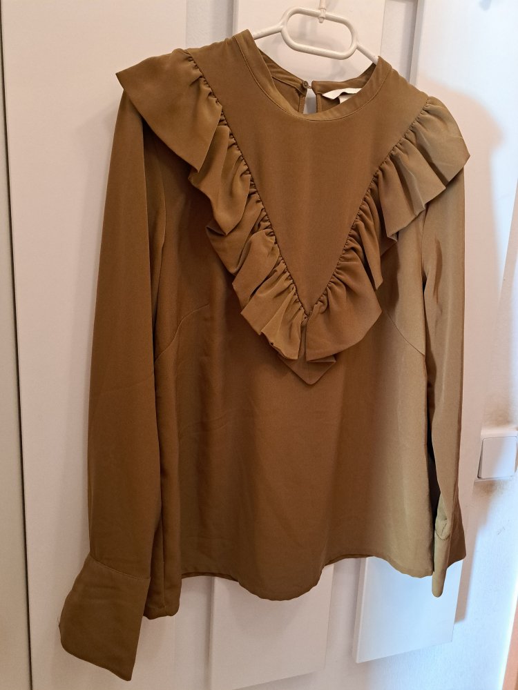 H&M Bluse Gr. 38 Volants Shirt olive