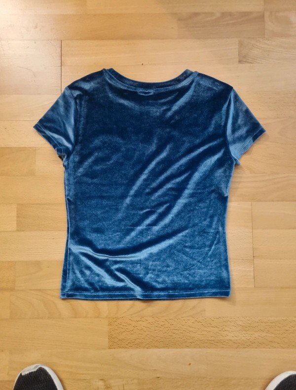 Top samt t-shirt mit Schrift vorne