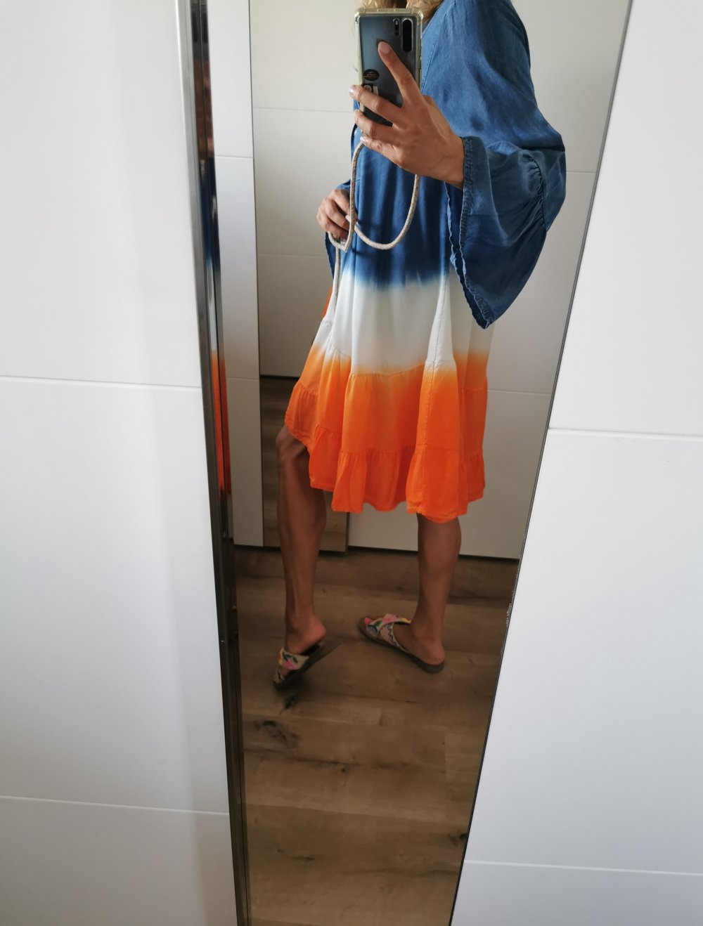 Buntes leichtes Kleid Jeansoptik