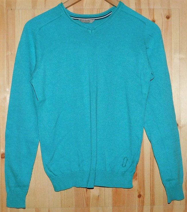 Gr.158 Pullover Baumwolle hellblau / türkis 