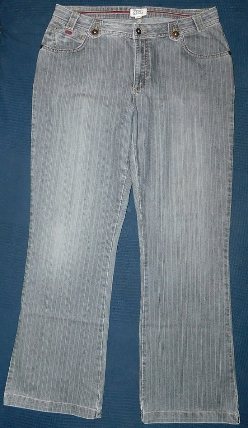 Gr.42/44 / W 34 L 32 Jeans grau mit dezenten Streifen High Waist - Cecil Style: Henna