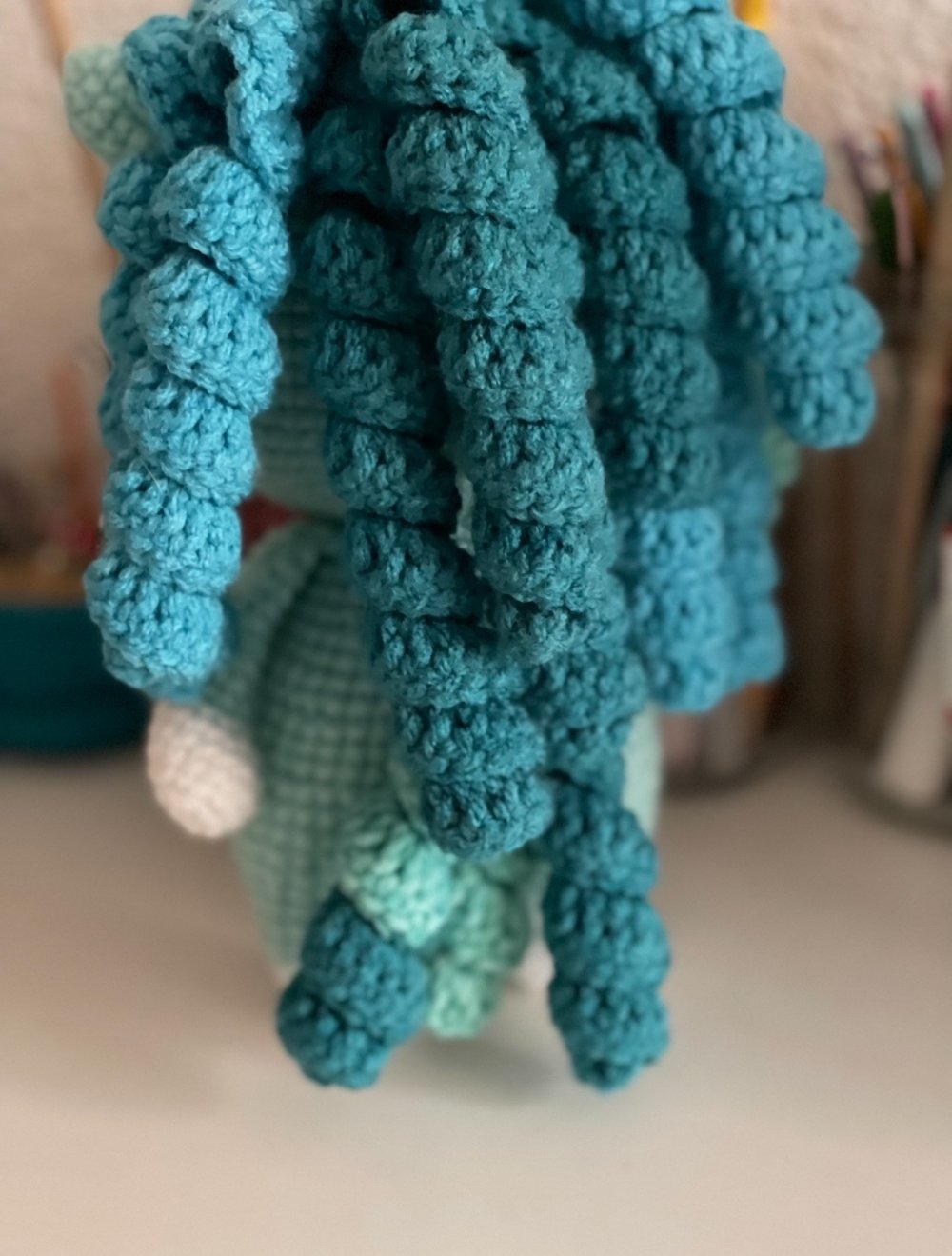 Häkeln Einhorn-Spielzeug blau