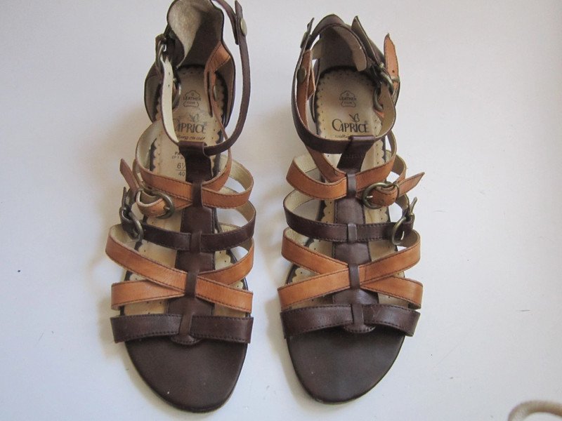 Caprice Sandalen Sandaletten Riemchen braun beige 40 kaum getragen Leder