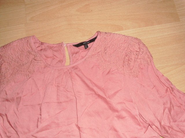 Schlupfbluse von Vero Moda, terracotta mit Spitze, Gr. 38 (S)