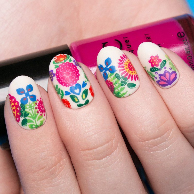 Bundle Monster  Stamping   Nail Art   Schablone    Folk Art Blumen     NEU!
