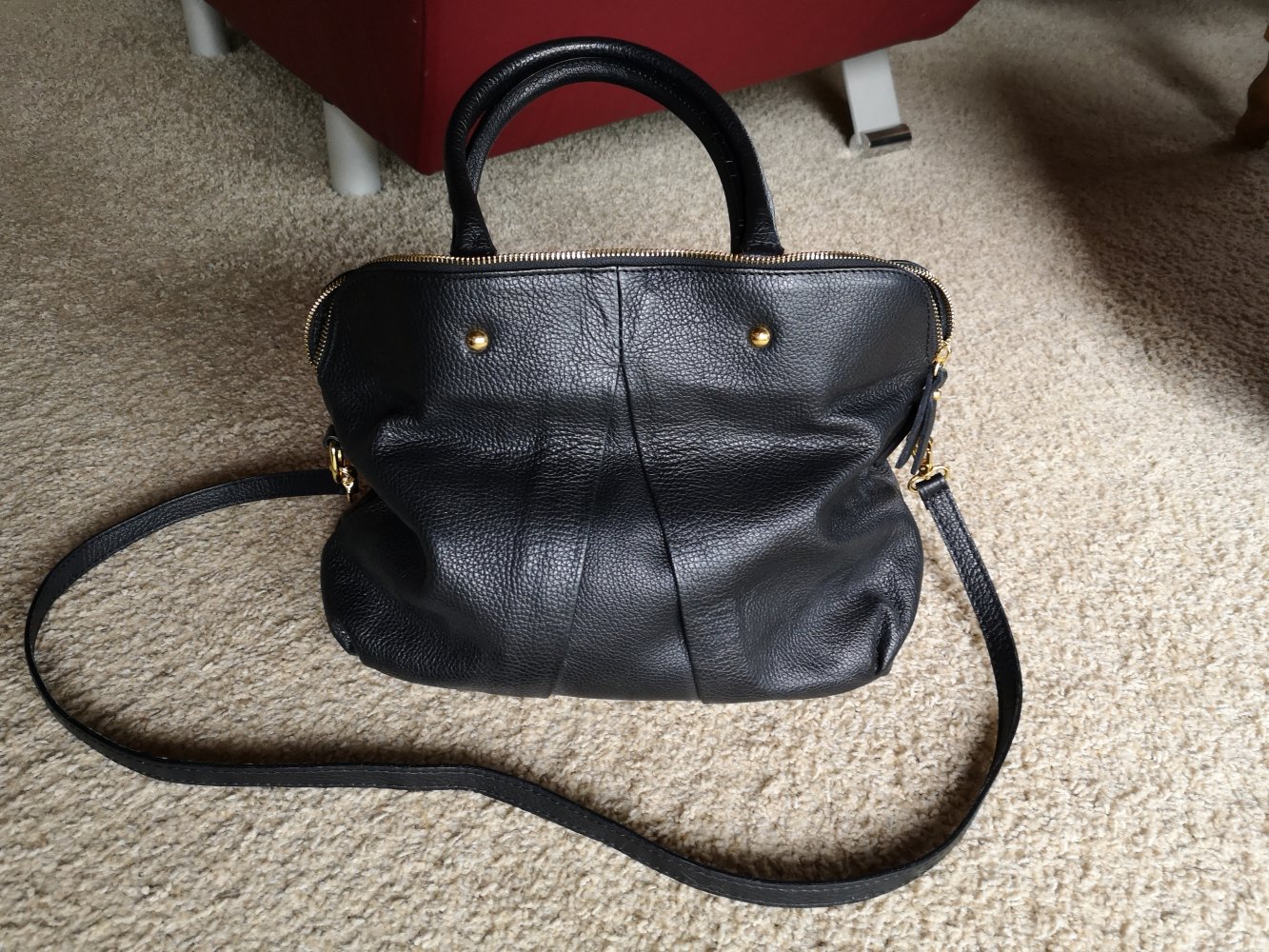 Schwarze Echt Leder Tasche