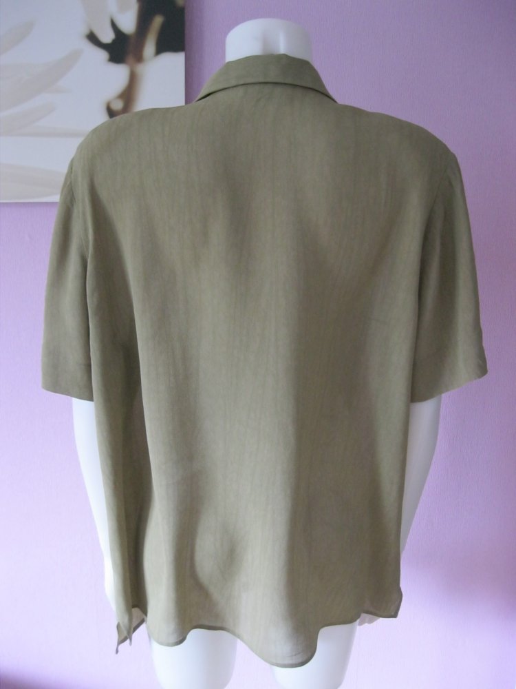 Bluse # Frankenwälder # Chiffon # kurzärmlig # Khaki # 48 