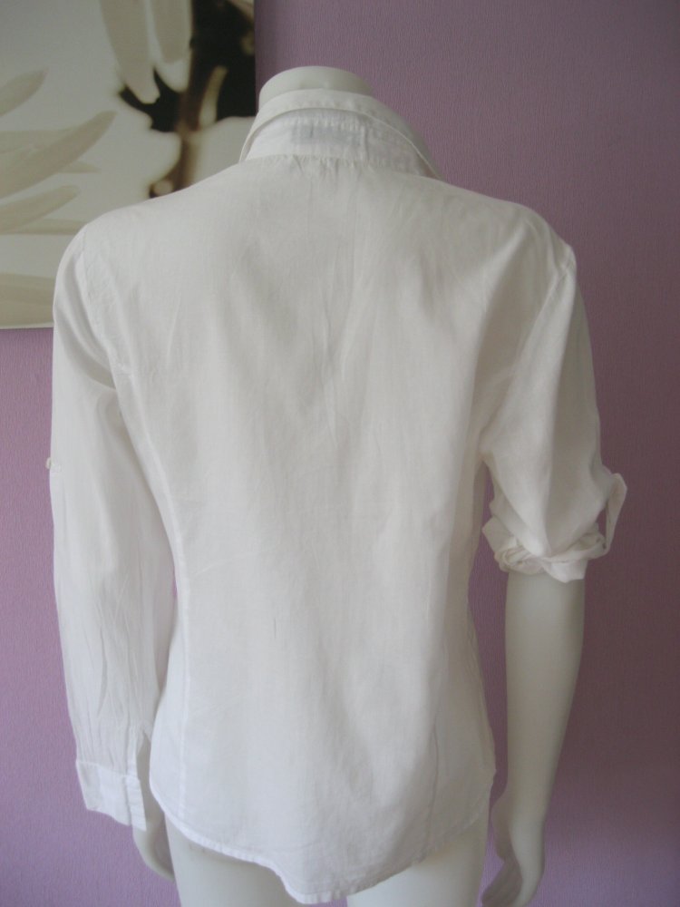 Bluse # Zero # Langärmlig # Weiß # 100% Baumwolle # 40