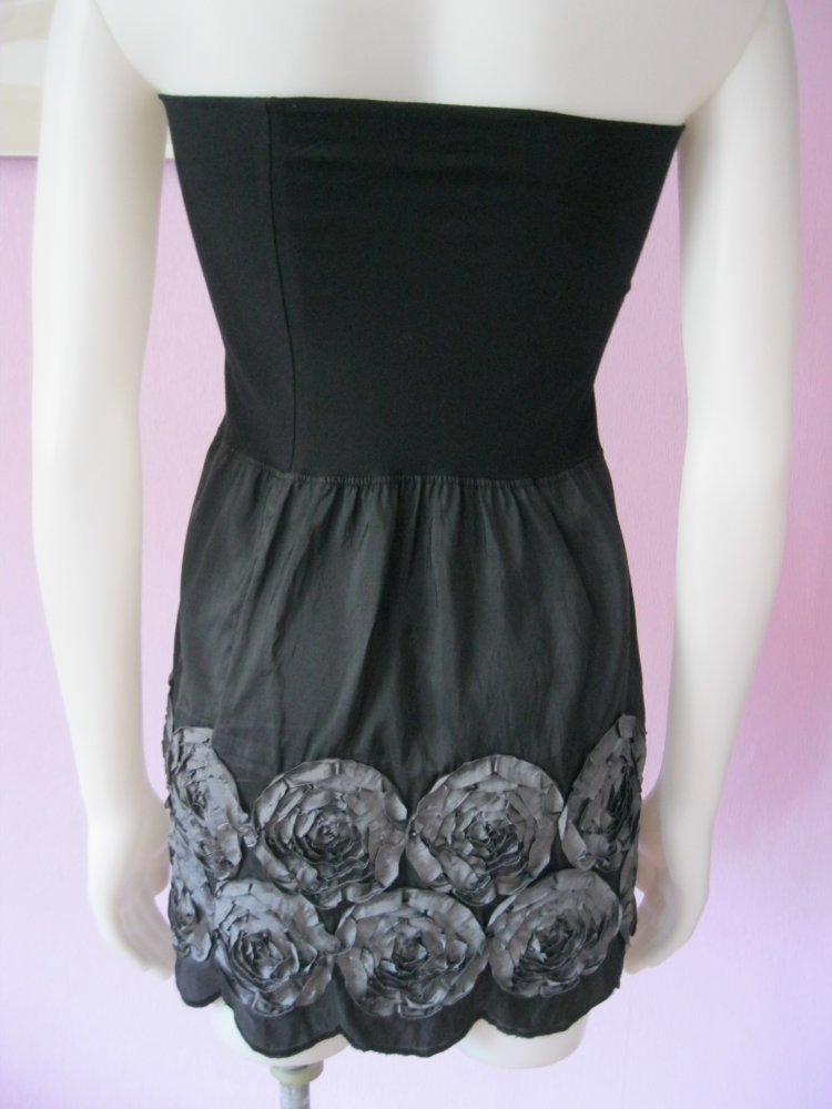 Bandeau-Kleid/Rock schwarz Blumen Applikation S/M