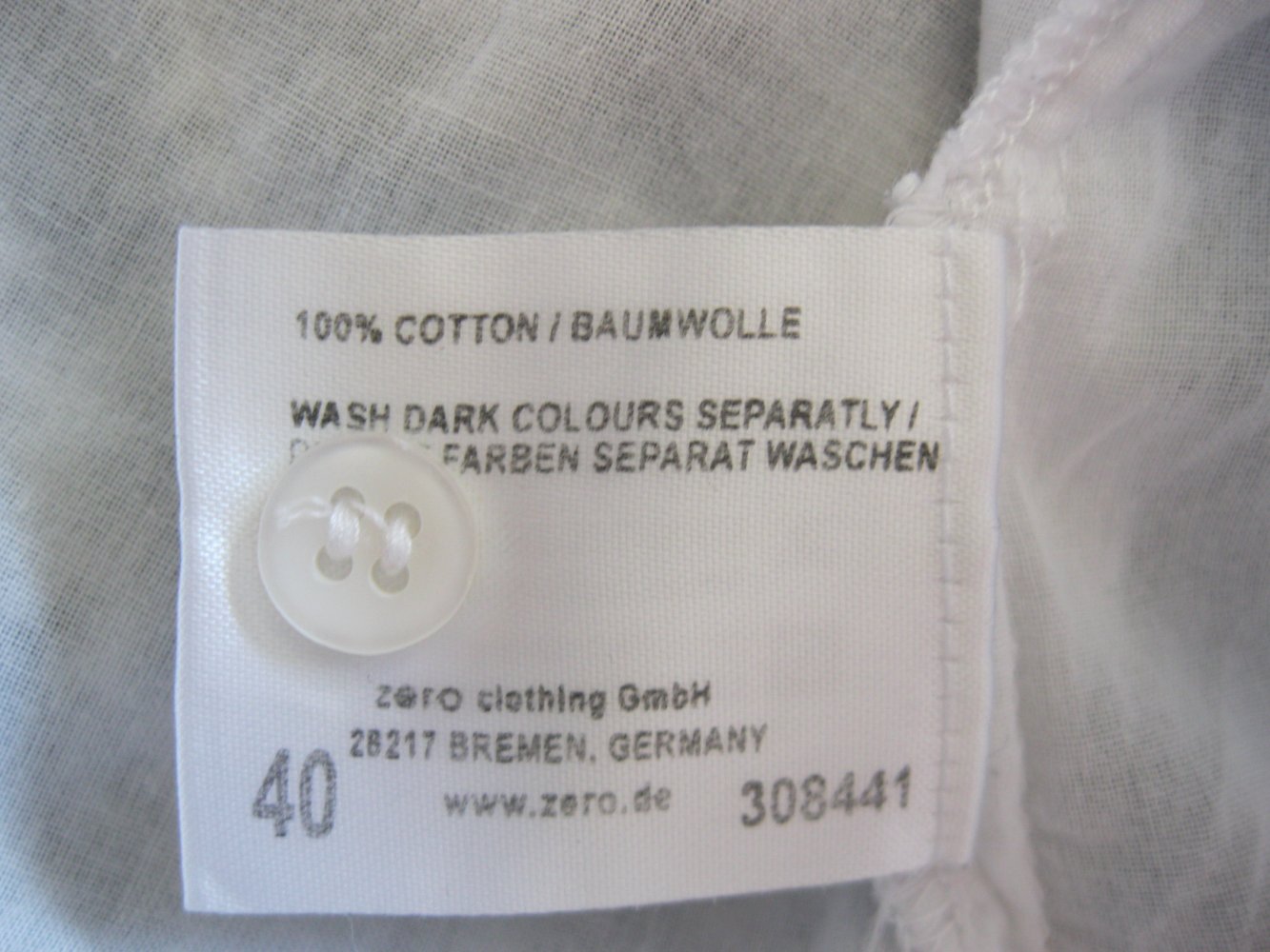 Bluse # Zero # Langärmlig # Weiß # 100% Baumwolle # 40