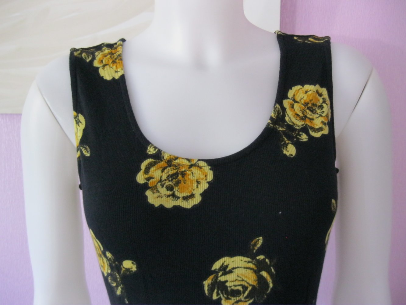Trägerkleid Baumwolle Blumen Schwarz L 40/42)