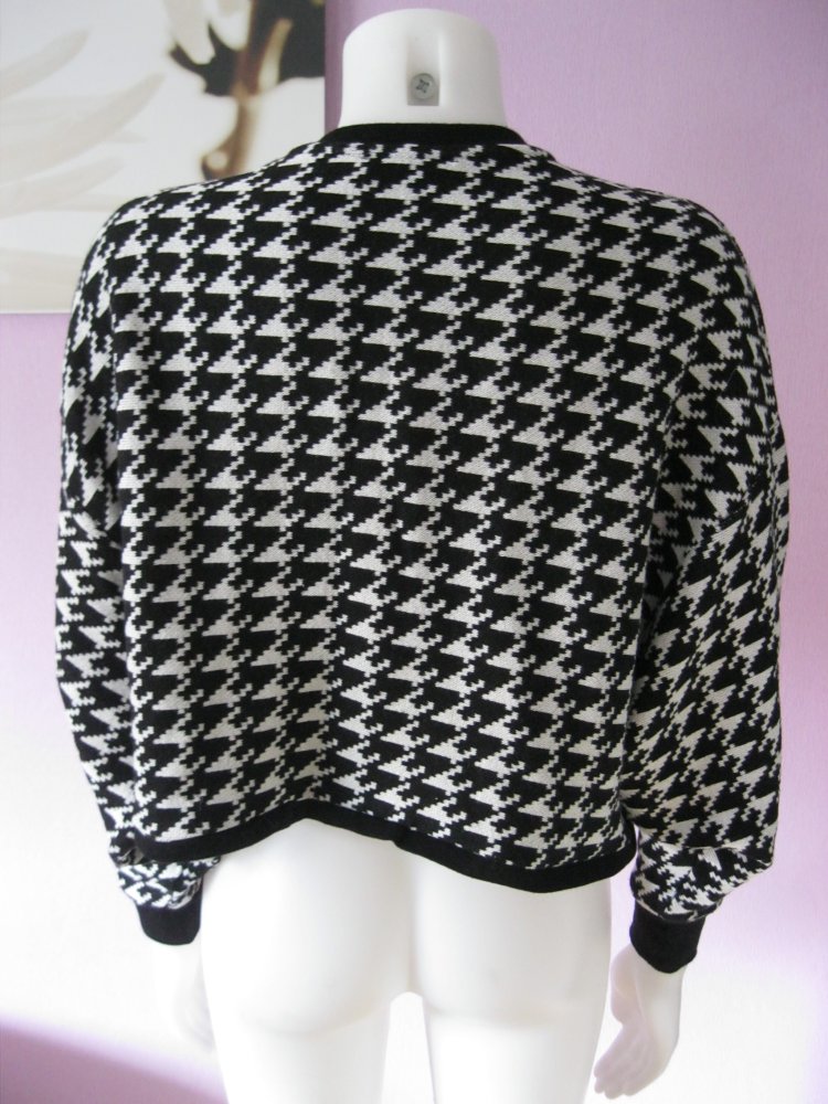 Bershka Strickpulli Hahnentrittmuster Schwarz/Weiß S / Oversize