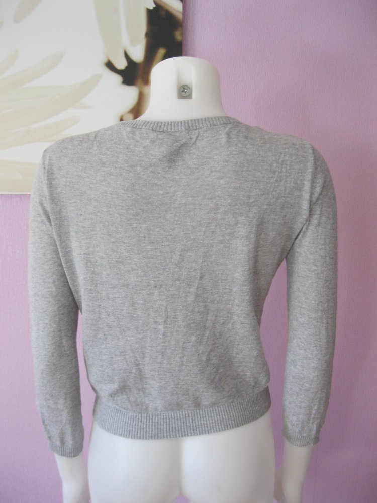 H&M Divided Feinstick-Jacke Cardigan 100% Baumwolle Grau 34 / XS