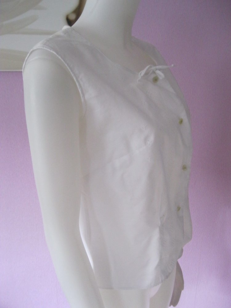 Bluse # Top # ärmellos # Lochmuster # Weiß # 38/40