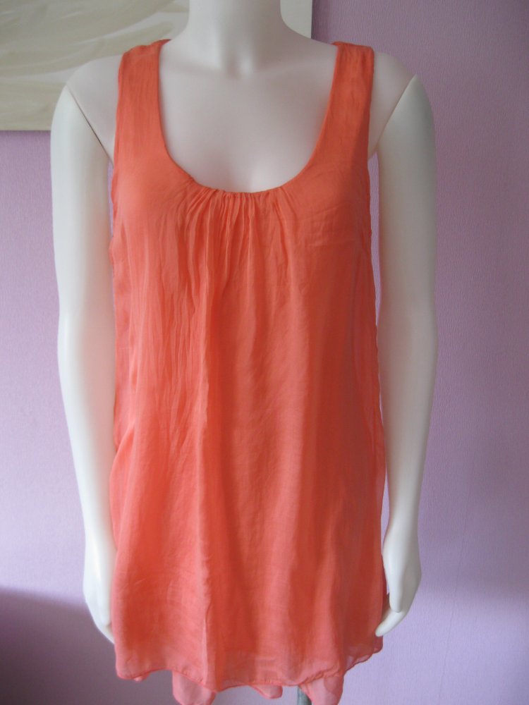 Trägerkleid # Deichgraf # Miniklied # 100% Seide # Lachsfarben # M
