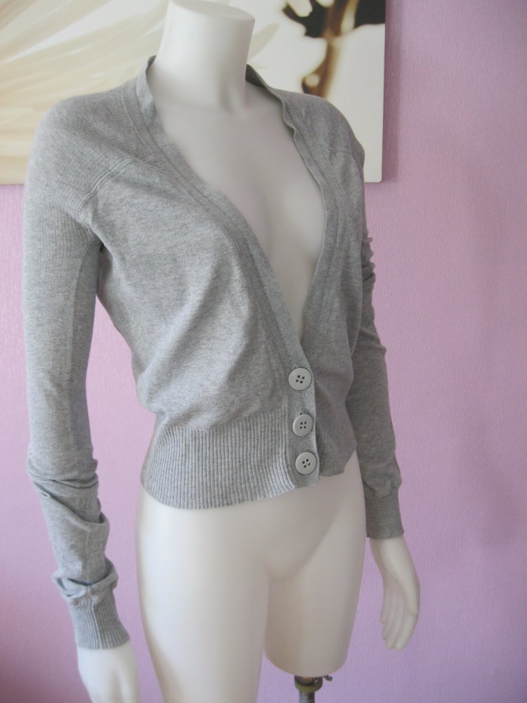 H&M Divided Feinstick-Jacke Cardigan 100% Baumwolle Grau 36 / S