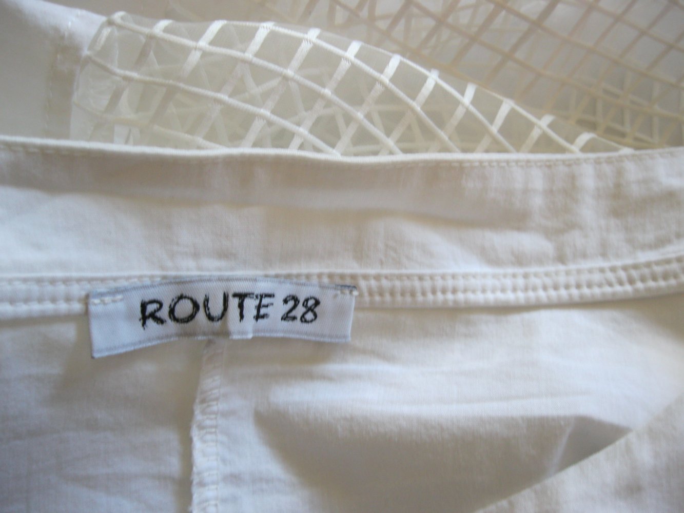 Bluse # Route 28 # Schlupfbluse # Netz # Baumwolle # Weiß # L