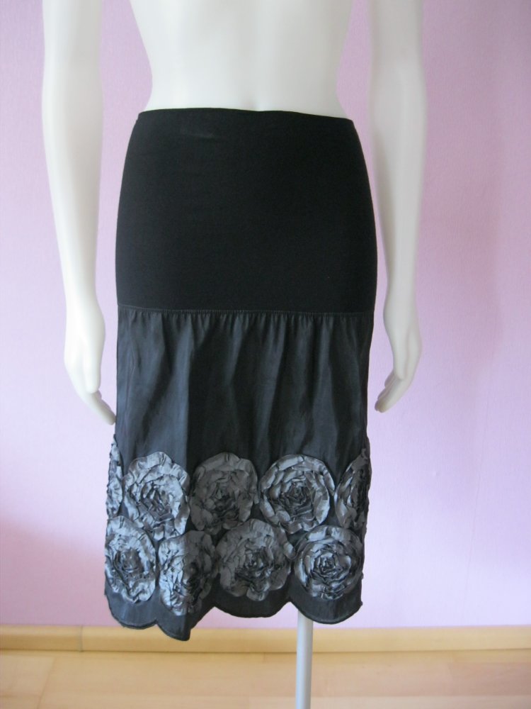 Bandeau-Kleid/Rock schwarz Blumen Applikation S/M