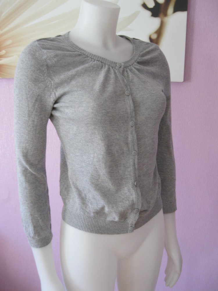 H&M Divided Feinstick-Jacke Cardigan 100% Baumwolle Grau 34 / XS
