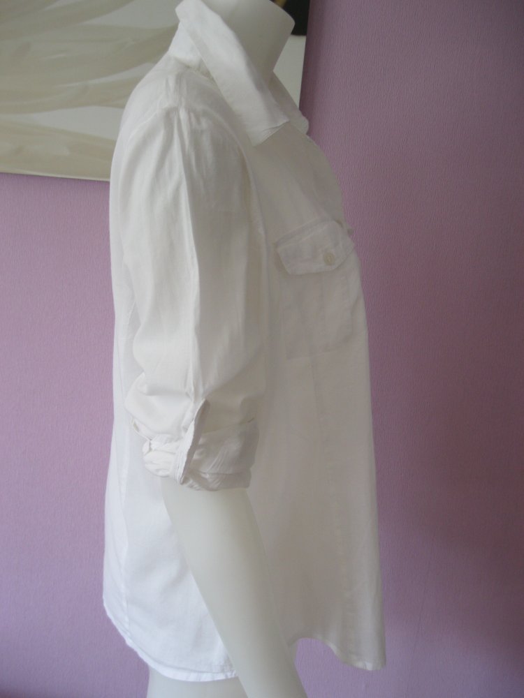 Bluse # Zero # Langärmlig # Weiß # 100% Baumwolle # 40