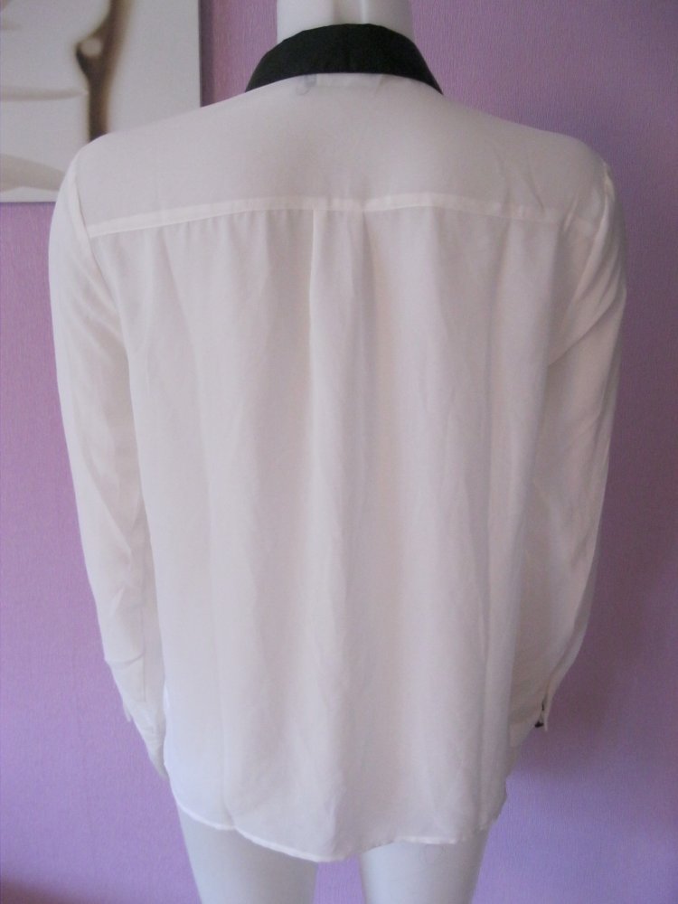 NEU # Bluse # Transparent # Only # Weiß / Schwarz # 38