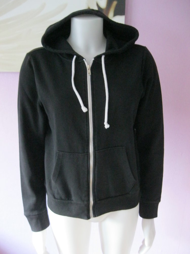 Kapuzen Jacke Hoodie Baumwolle Schwarz 38