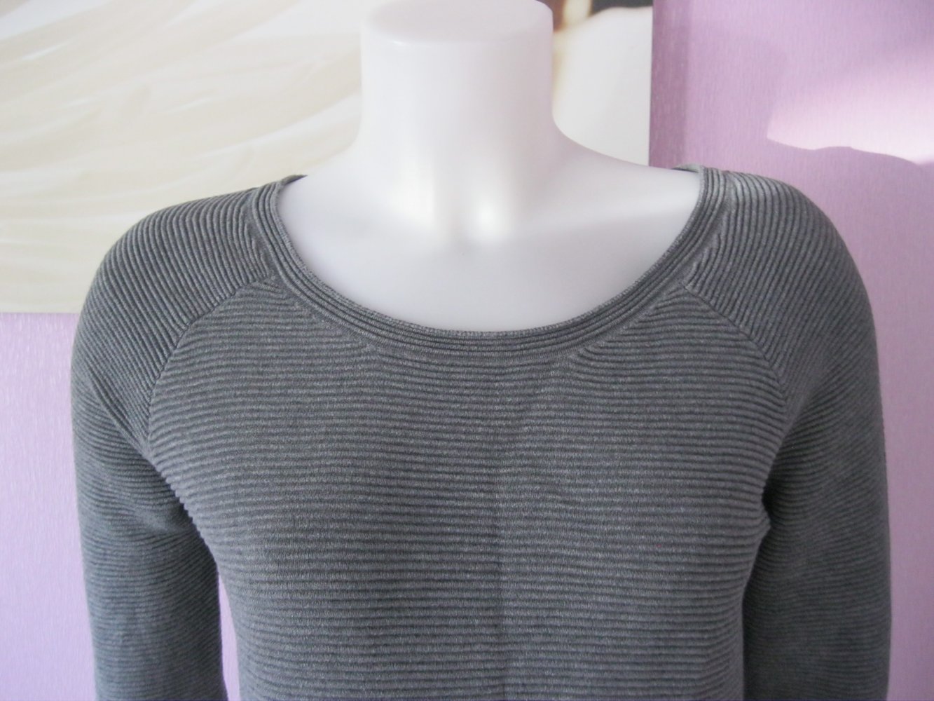 Promod Kleid Feinripp Halbarm Grau M