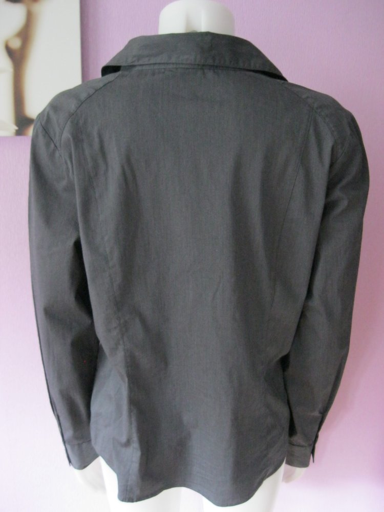 Dalia Collection Bluse / Hemd langärmlig Baumwolle Grau XL