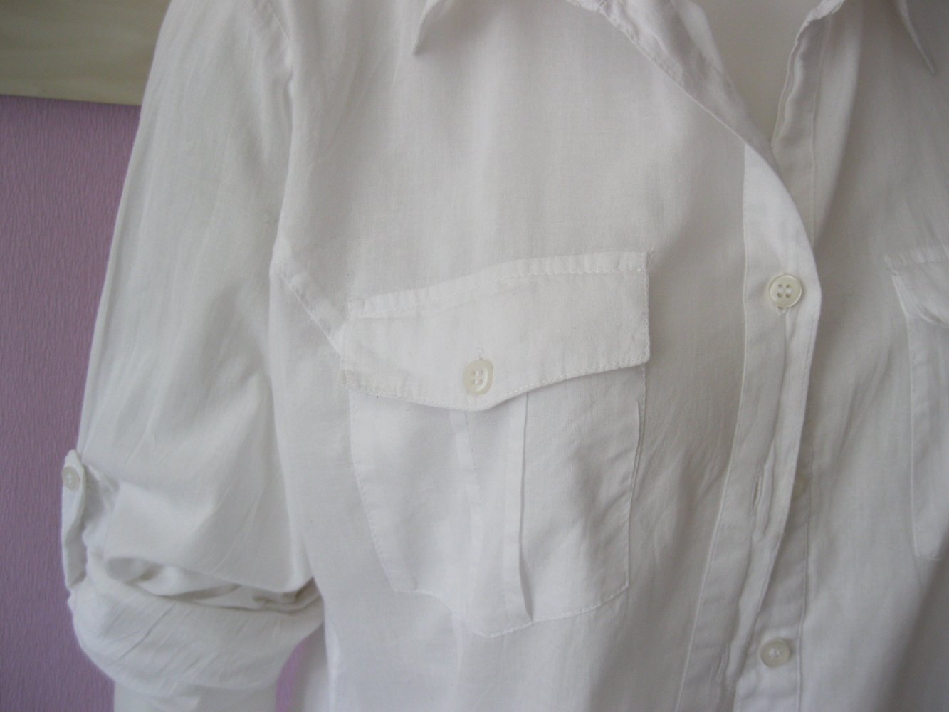 Bluse # Zero # Langärmlig # Weiß # 100% Baumwolle # 40
