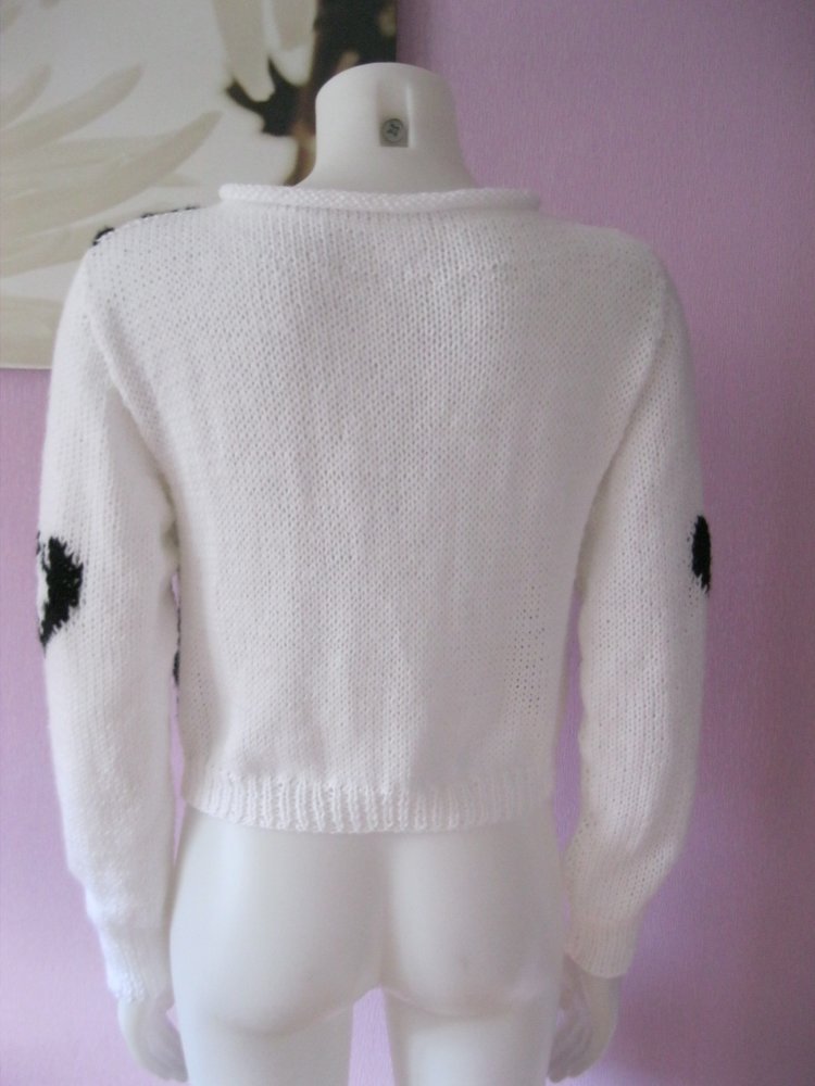 NEU Strickpullover mit Jacquardmuster Handmade schwarz/weiß S-L