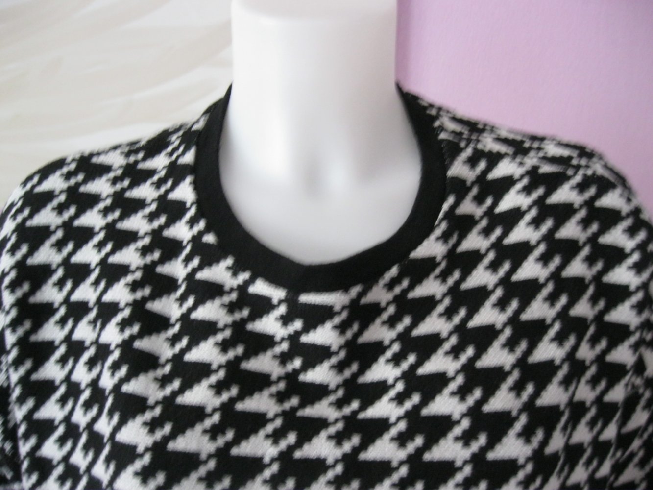 Bershka Strickpulli Hahnentrittmuster Schwarz/Weiß S / Oversize