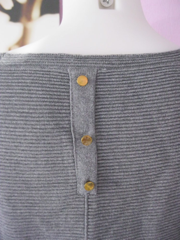 Promod Kleid Feinripp Halbarm Grau M