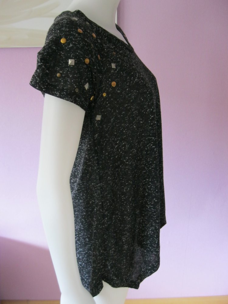 T-Shirt # Pull&Bear # Schwarz meliert # Nieten # L