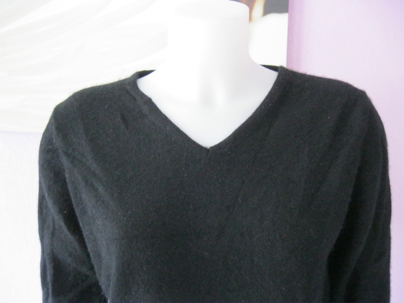 Strickpulli # 100% Kaschmir # Schwarz # 7/8-Arm # L