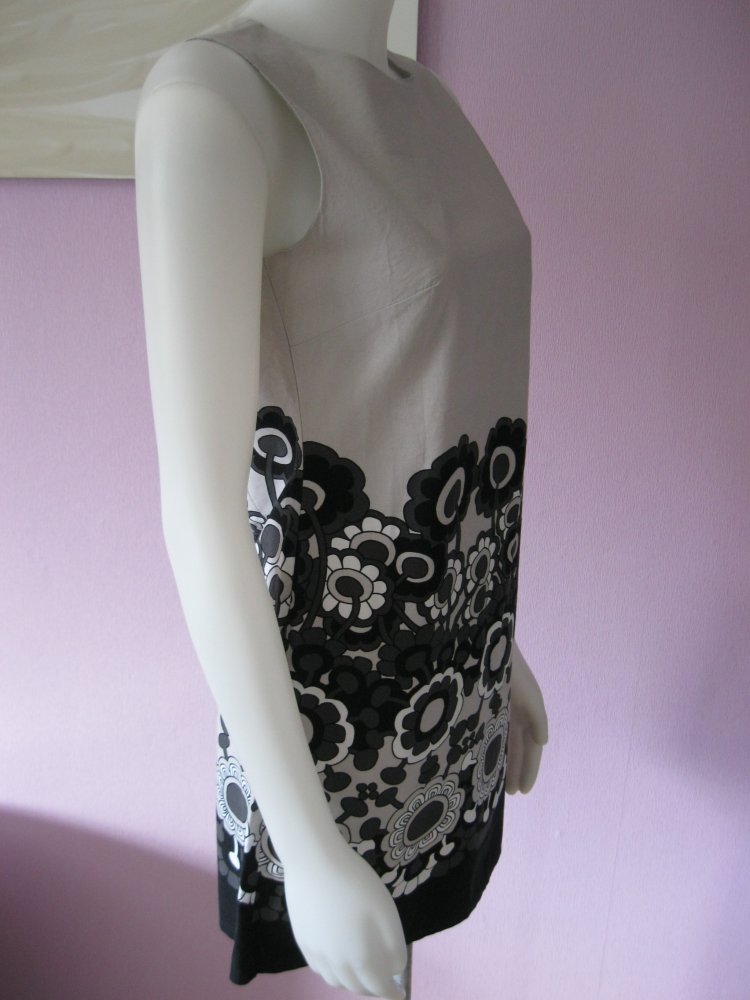 Trägerkleid # H&M # Sommerkleid # Blumen #  Muster # 100% Baumwolle # Grau/Schwarz/Weiß # 36
