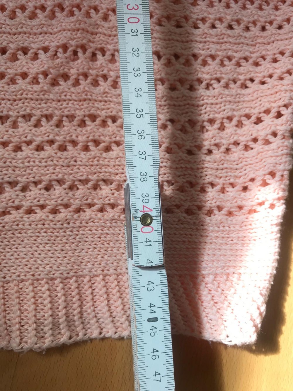 Strickmuster Makramee Halbarm Oberteil Fledermaus Pulli Pastell Piëch Strick Chic Retrodesign Croped S/M Zart rosé 
