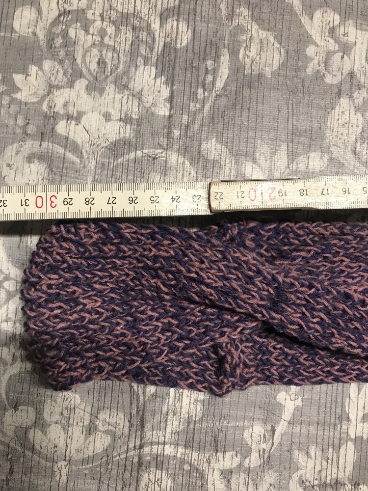 Stirnband Bandeau Kopfschmuck Bandana Wollmütze Handmade Einzelstück Twist Strickband Ohrwärmer Haarband DIY Unique Flieder Wolle Kopfband