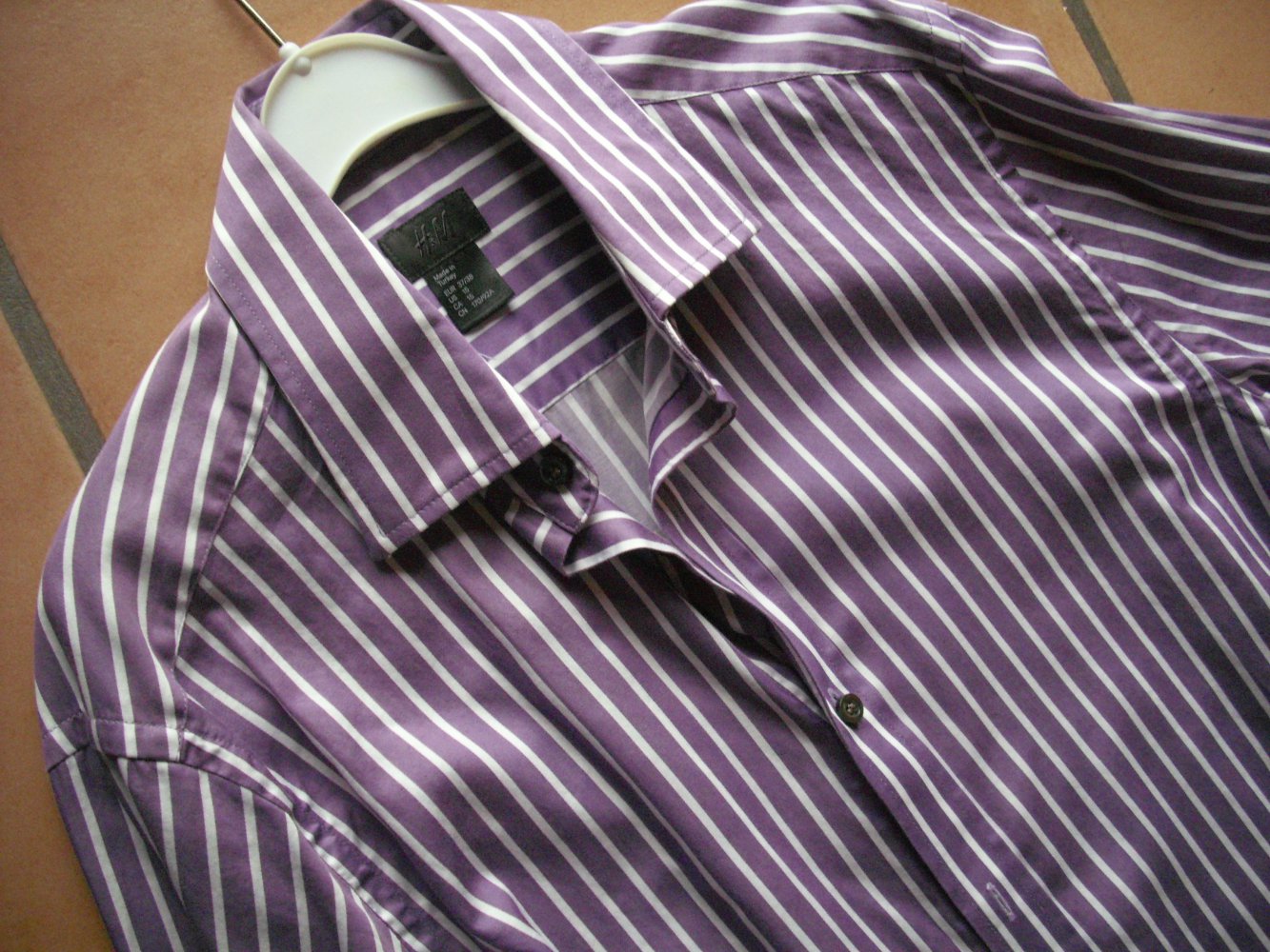 Hemd flieder Gr. S, Herrenhemd Streifen, Gr. 36/38, H&M, Allrounder, Buisiness, Klassisch chic