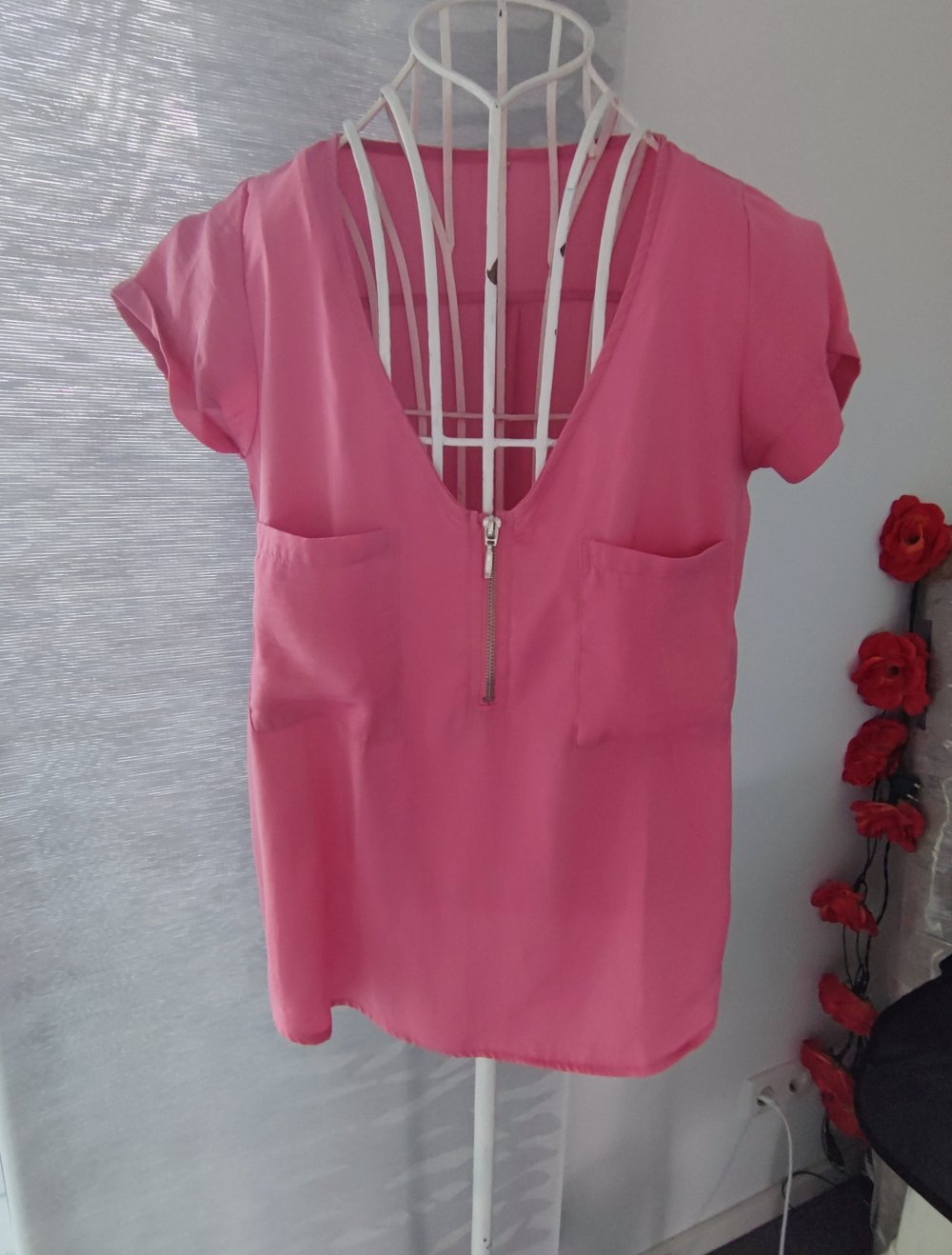 Leichtes Blusenshirt mit Reißverschluss M