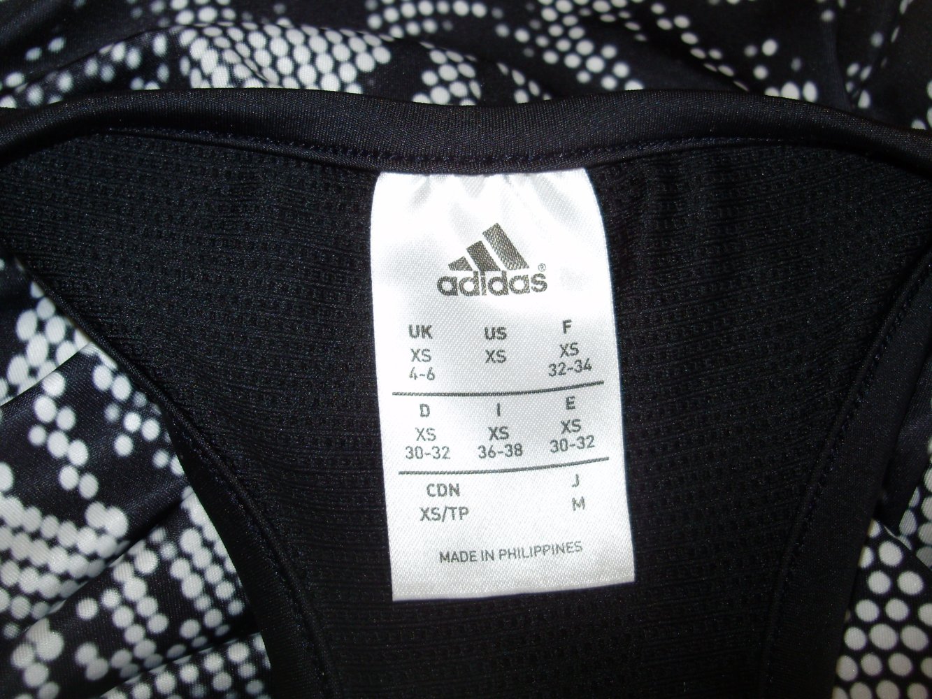 adidas Top schwarz weiß Muster XS S