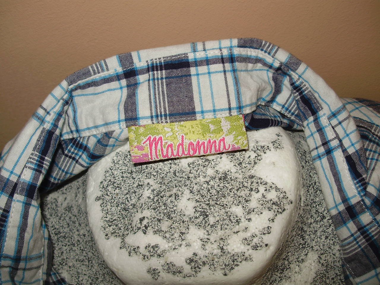 Bluse Kurzarm Karo blau S