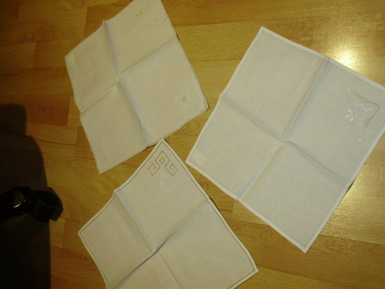 Taschentuch Set Vintage 3x weiß Holstickerei NEU