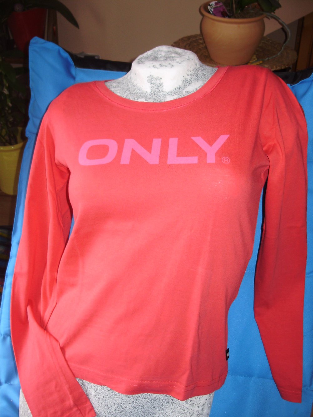Only Langarm Shirt rot Labelprint M