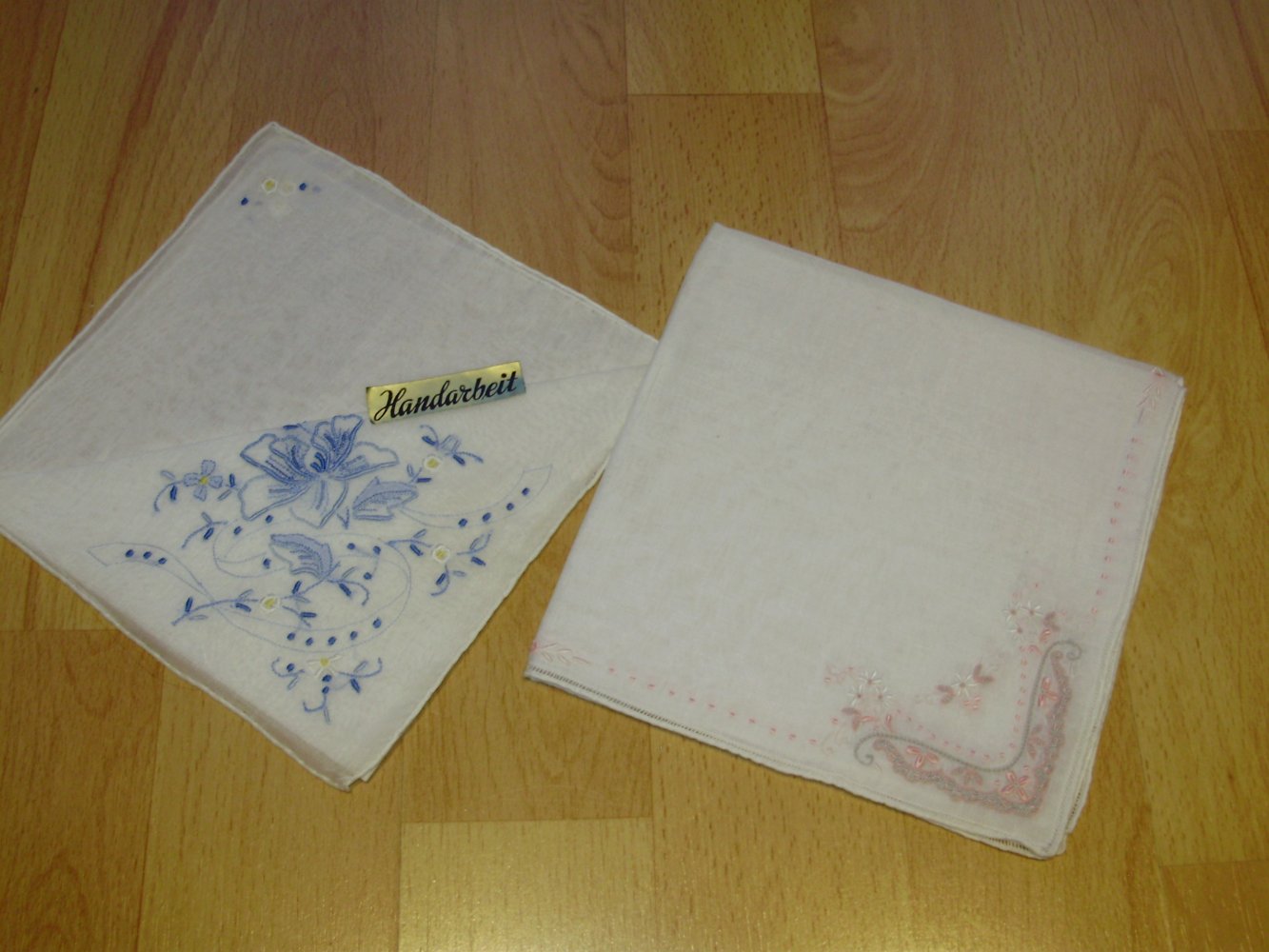 Taschentuch Set 2 bestickte Tücher weiß NEU